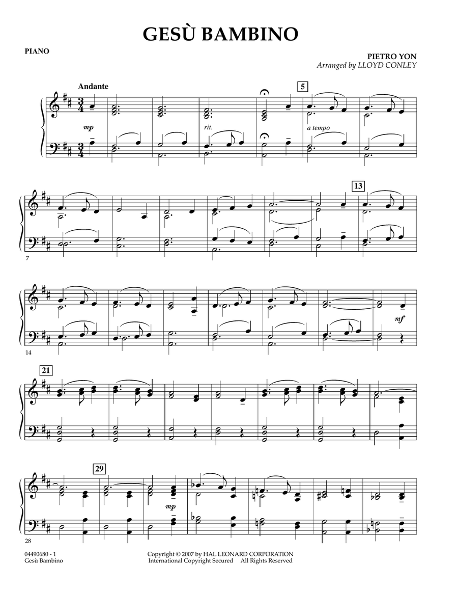 Gesu Bambino - Piano Gesu Bambino - Piano Orchestra scores gallery preview page 1