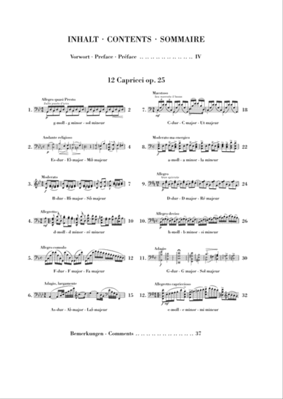 12 Capricci Op. 25 for Violoncello Solo Cello Solo scores gallery preview page 2