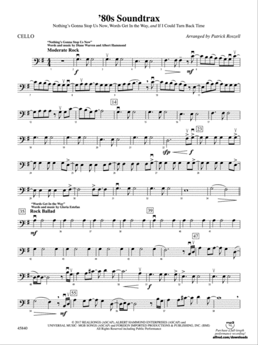 '80s Soundtrax: Cello String Orchestra scores gallery preview page 1