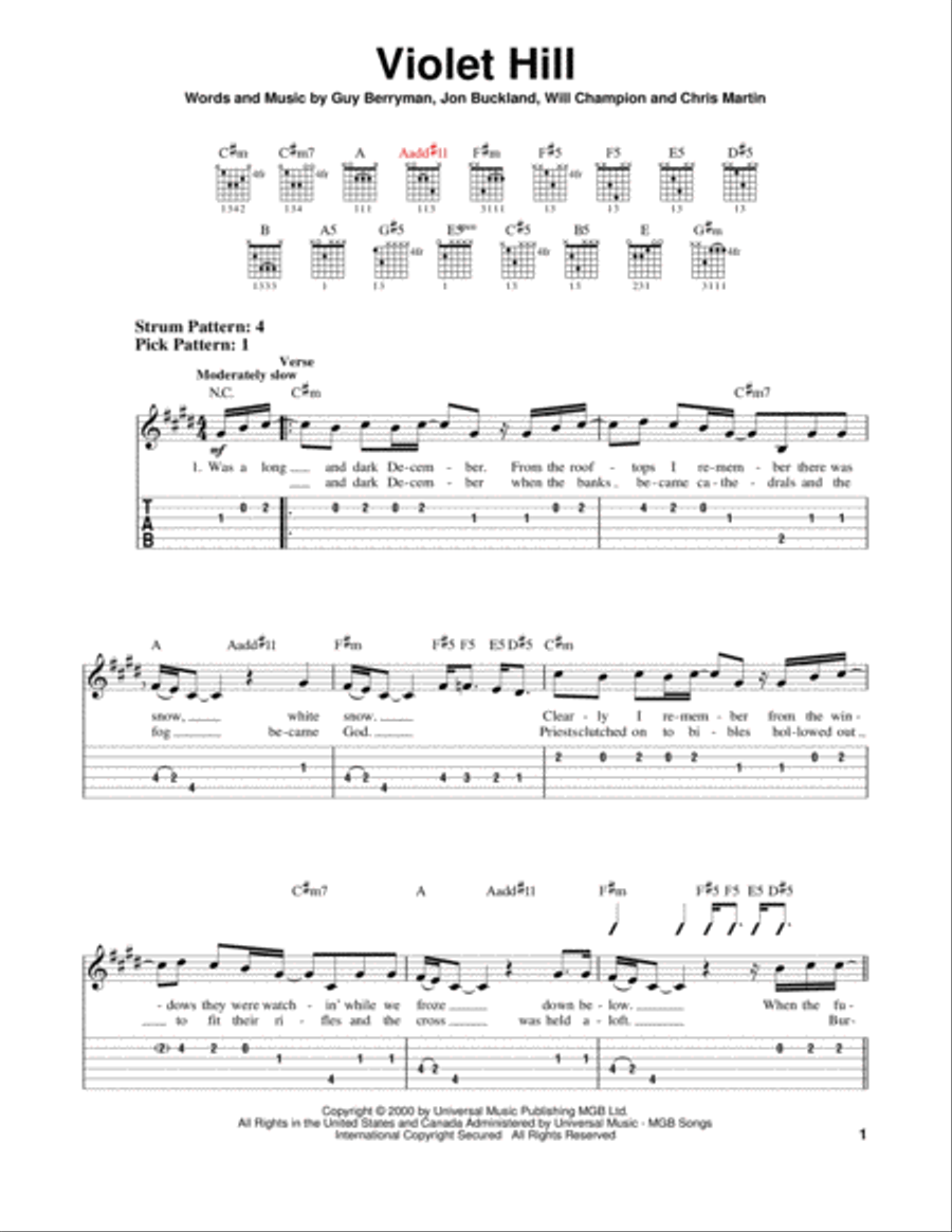 Violet Hill Violet Hill Acoustic Guitar scores gallery preview page 1
