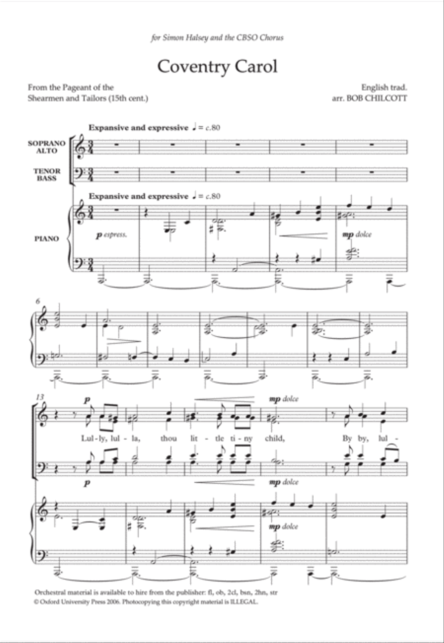 Coventry Carol Coventry Carol 4-Part scores gallery preview page 1