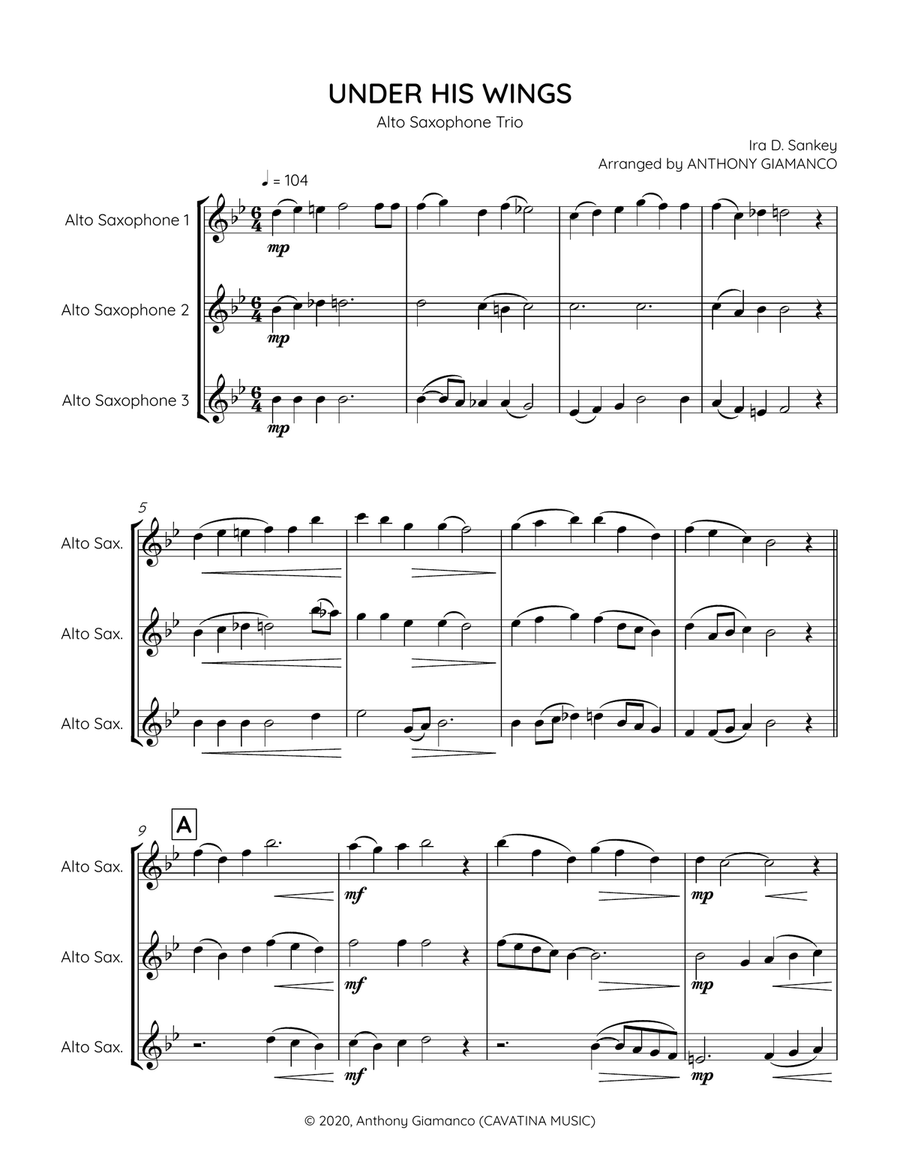 Under His Wings (alto saxophone trio) Woodwind Trio scores gallery preview page 2