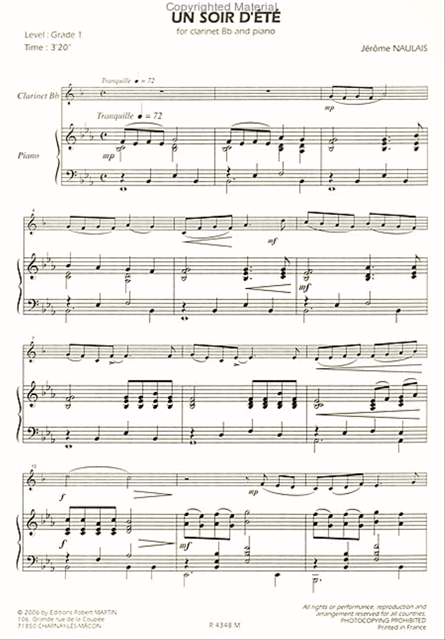 Un soir d'été Clarinet Solo scores gallery preview page 2