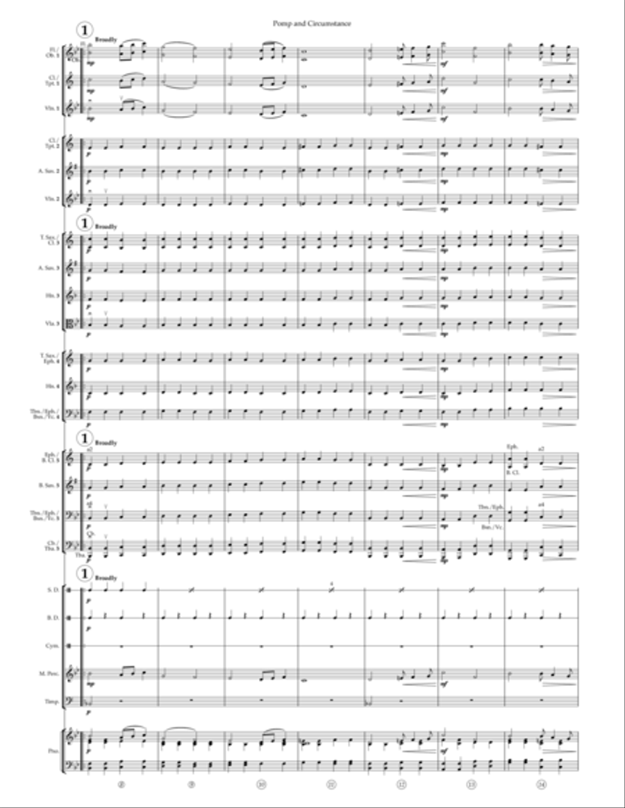 Pomp and Circumstance (Flexible Instrumentation) Concert Band scores gallery preview page 6