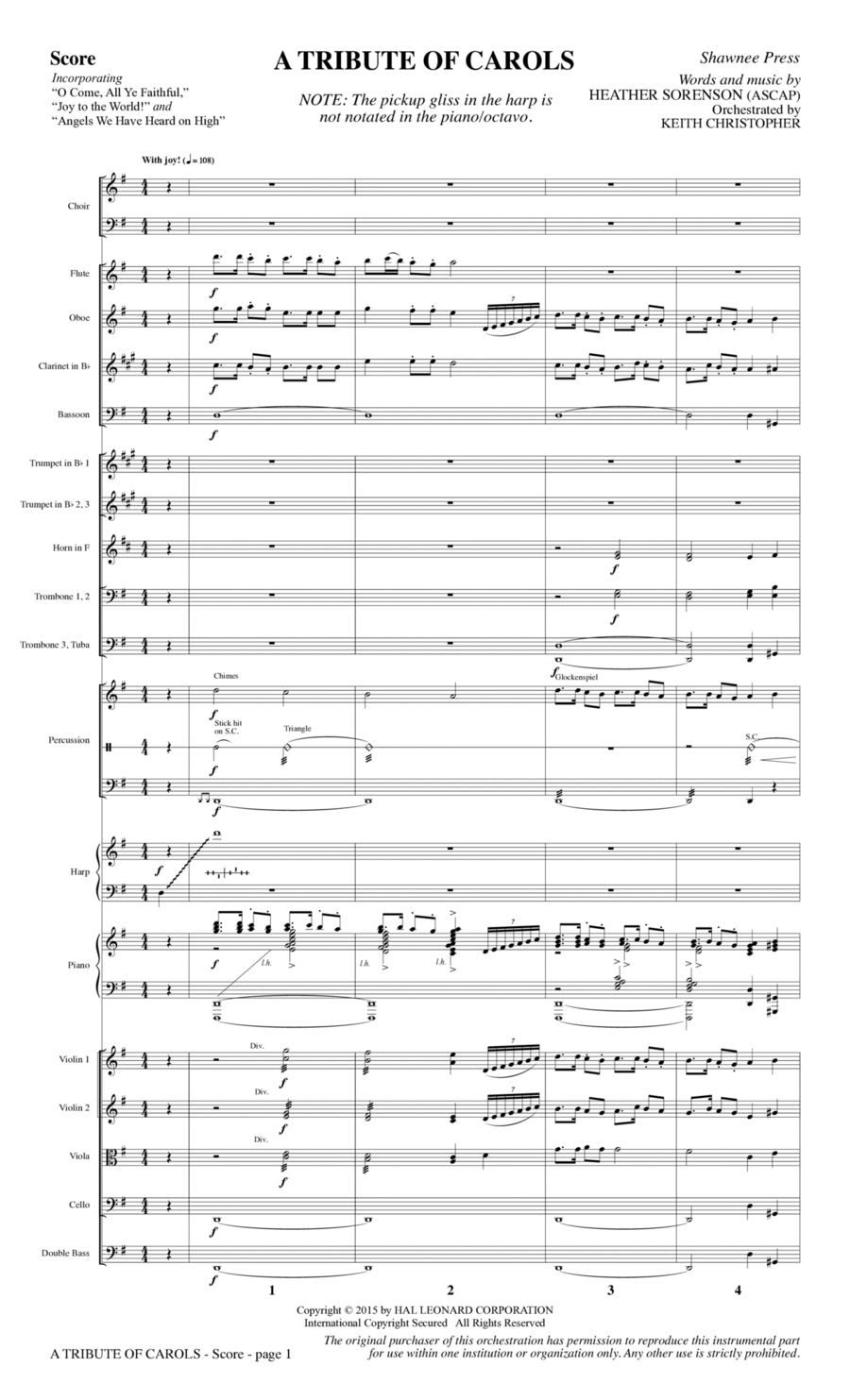 A Tribute of Carols - Full Score Choir scores gallery preview page 1