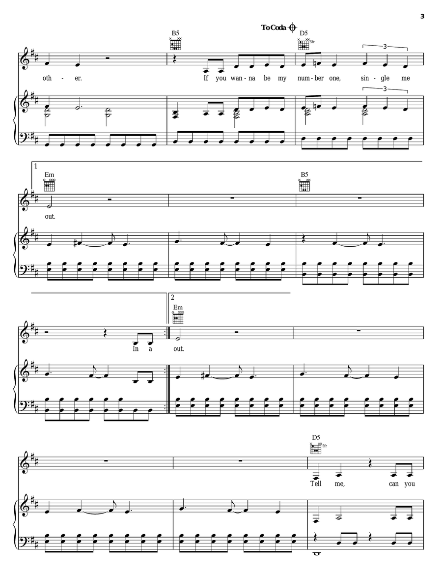 Single Me Out Piano, Vocal, Guitar scores gallery preview page 3