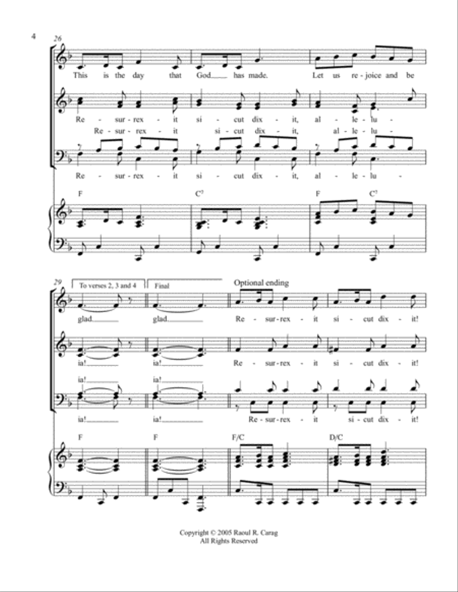 Resurrexit Rejoice and Be Glad (Psalm 118) 4-Part scores gallery preview page 4