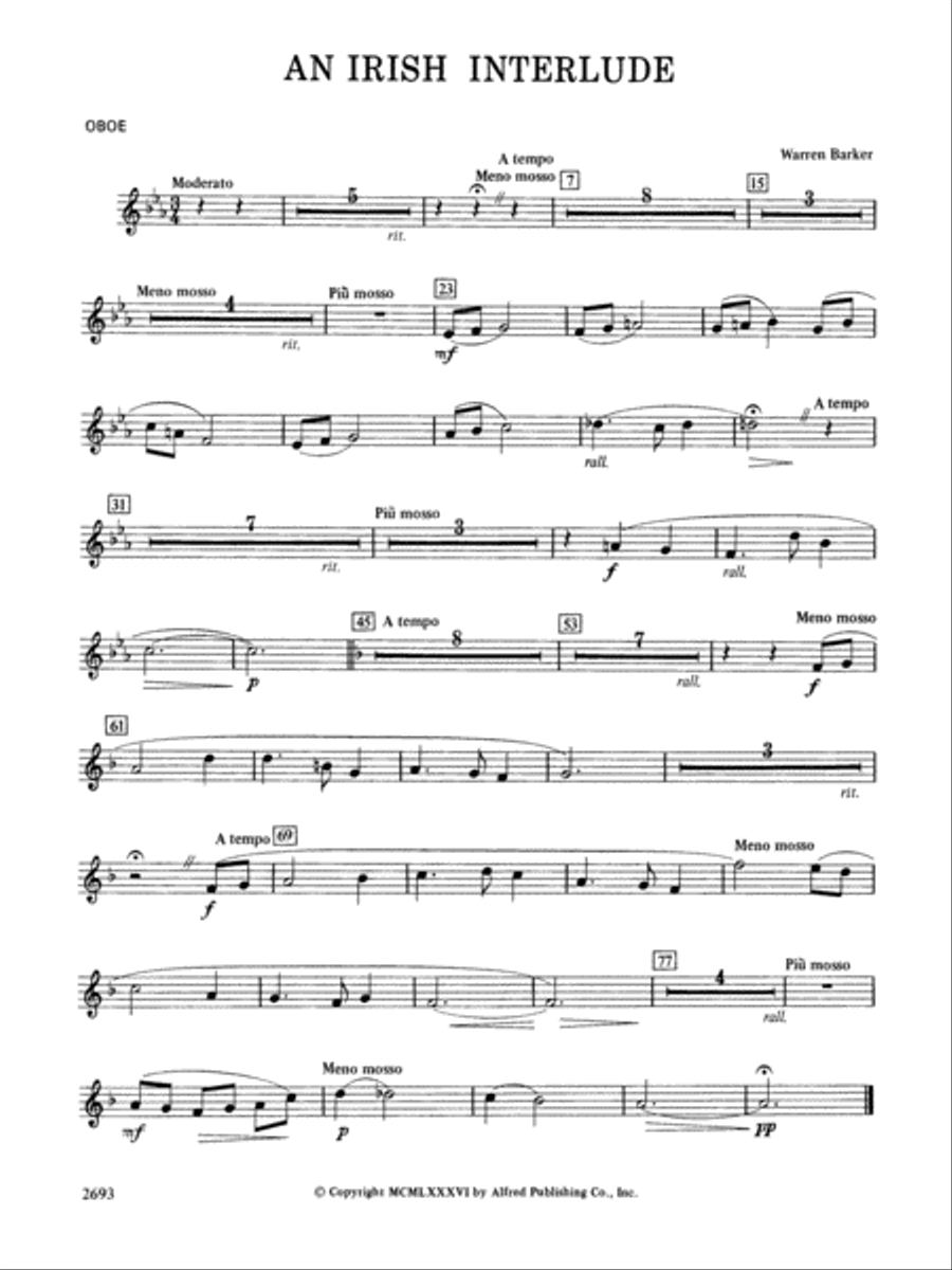 An Irish Interlude: Oboe Concert Band scores gallery preview page 1