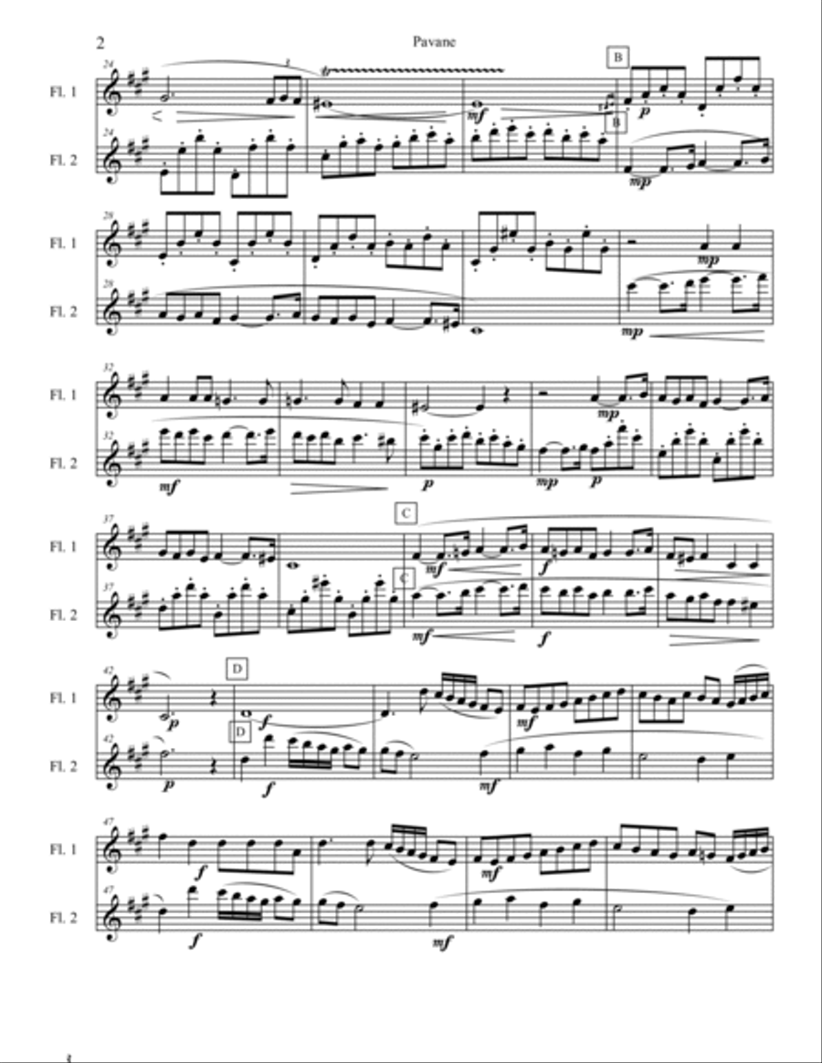 Pavane for Two Flutes Flute Duet scores gallery preview page 3