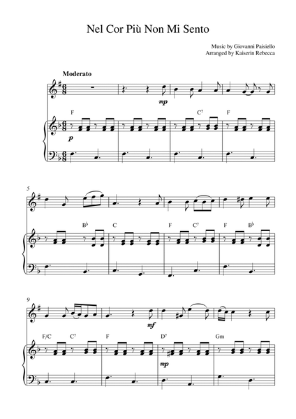 Nel Cor Più Non Mi Sento (for trumpet in B flat solo and piano accompaniment) image number null