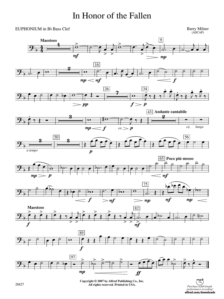 In Honor of the Fallen: (World Part) B-flat Baritone B.C.