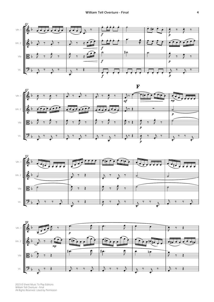 William Tell Overture - String Quartet (Full Score) - Score Only String Quartet scores gallery preview page 6