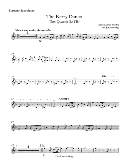 The Kerry Dance (Sax Quartet SATB) image number null