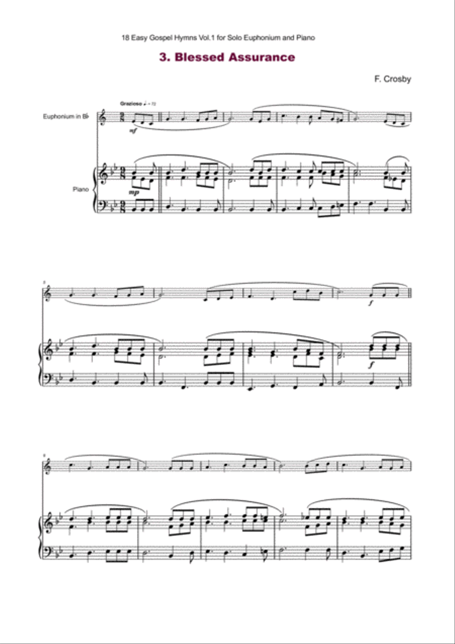 18 Gospel Hymns Vol.1 for Solo Euphonium and Piano Euphonium scores gallery preview page 5