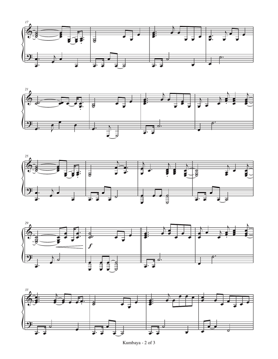 Kumbaya (early intermediate) Piano Solo scores gallery preview page 2
