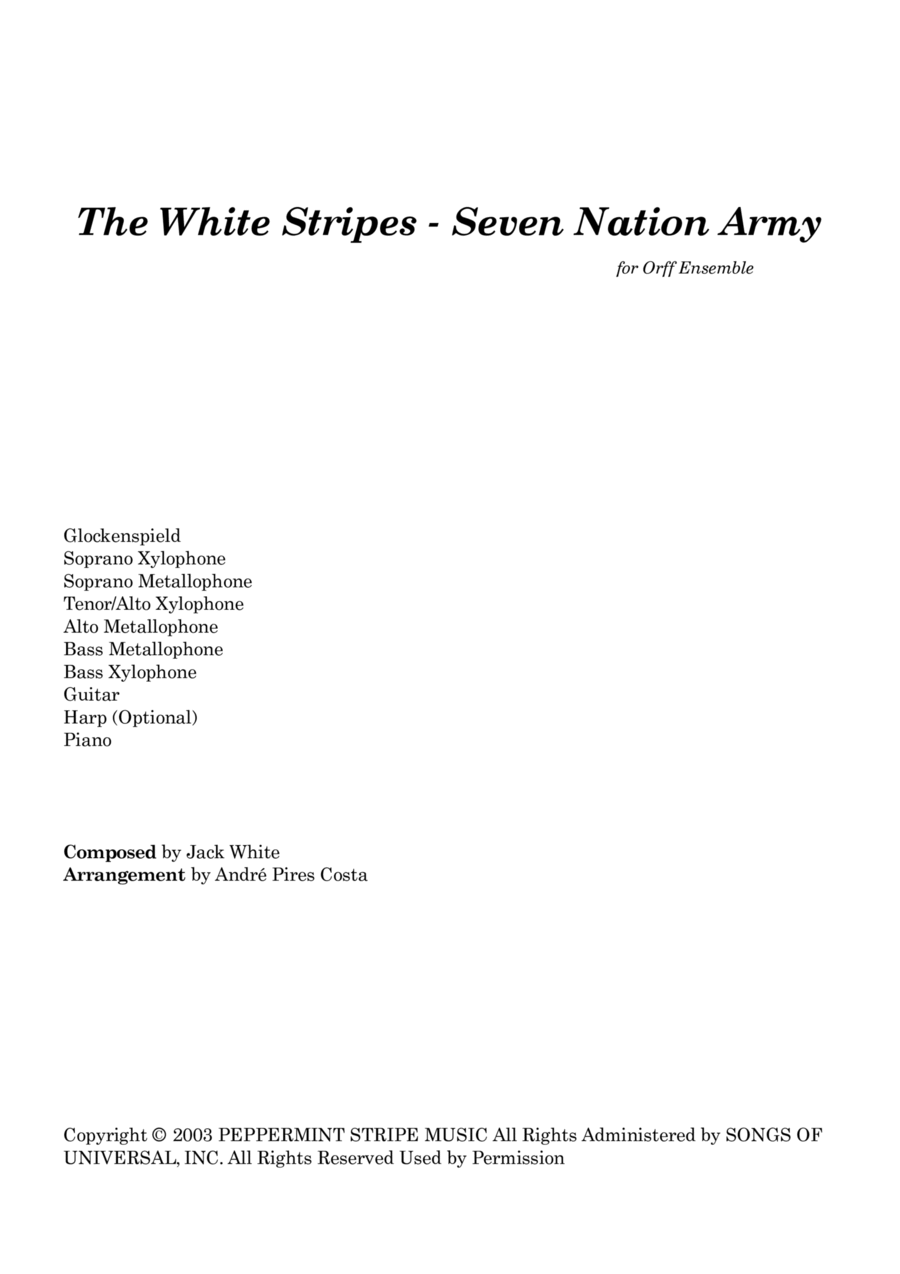 Seven Nation Army Orff Instrument scores gallery preview page 1