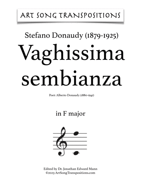 DONAUDY: Vaghissima sembianza (transposed to G-flat major, F major, and E major)