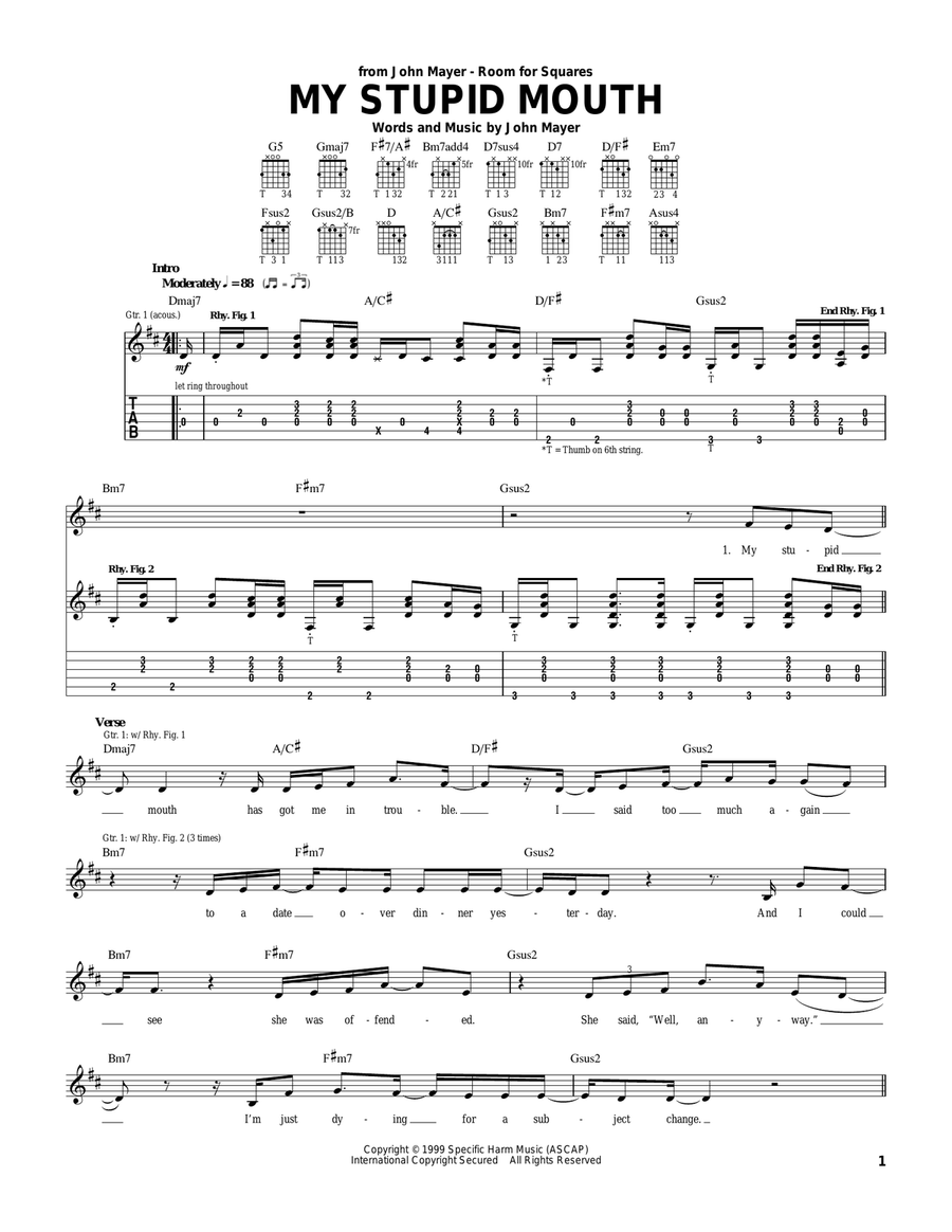 My Stupid Mouth Acoustic Guitar scores gallery preview page 1