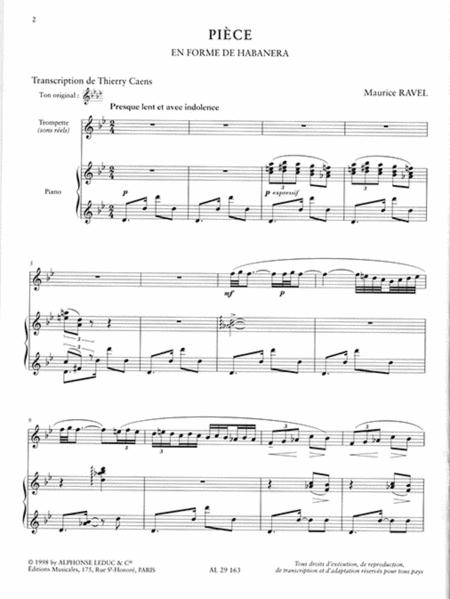 Habanera (trumpet And Piano)