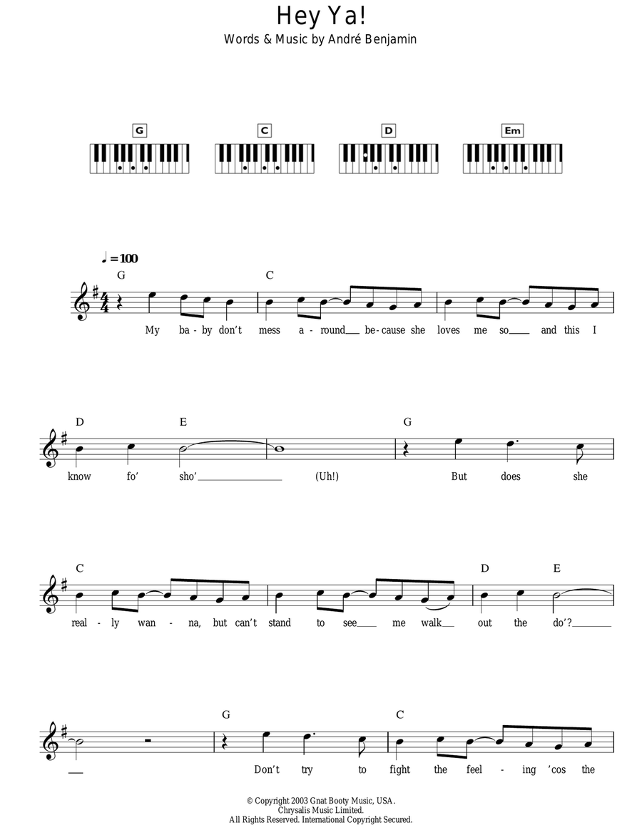 Hey Ya! Hey Ya! Piano scores gallery preview page 1