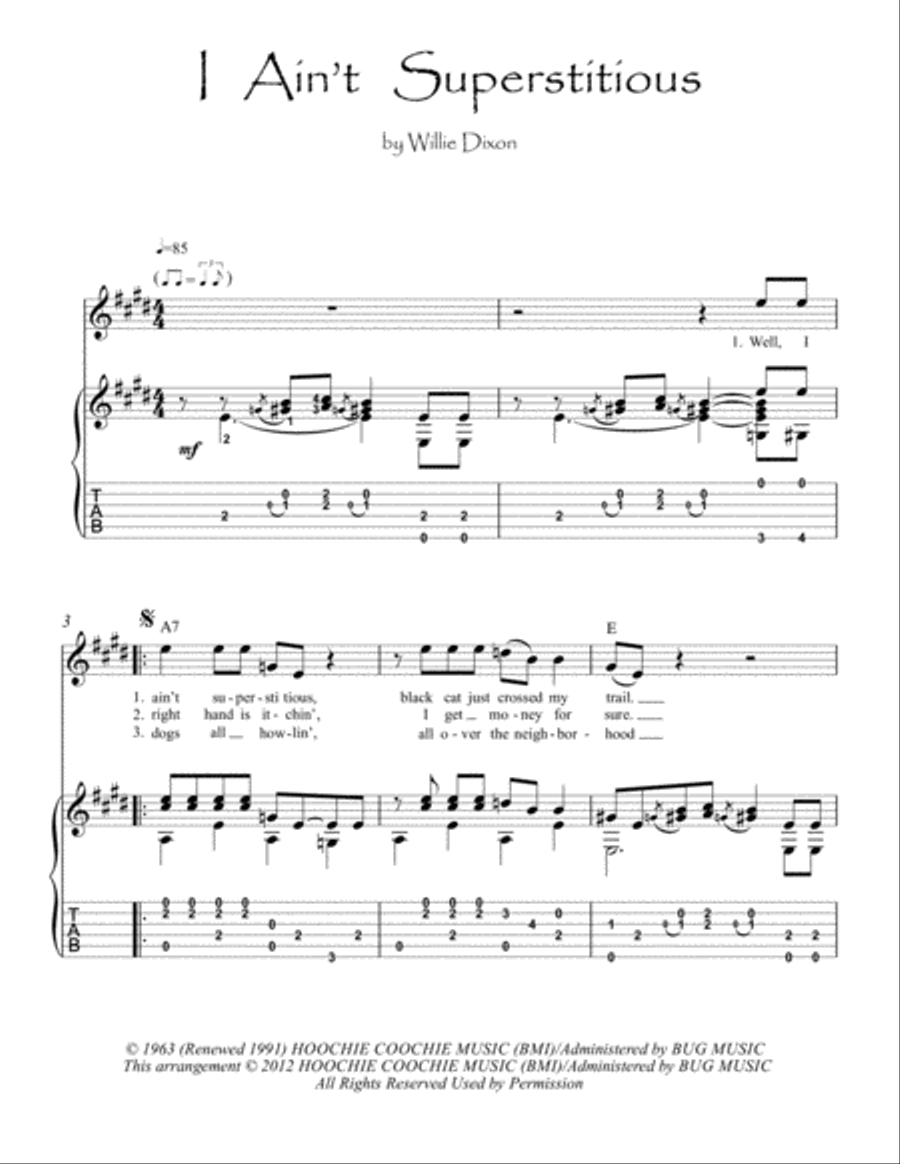 I Ain't Superstitious Guitar scores gallery preview page 1