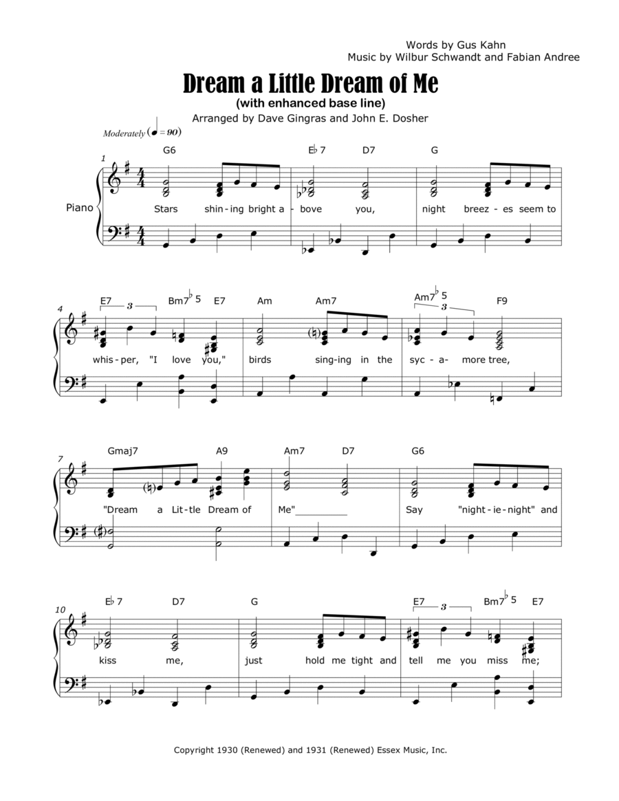 Dream A Little Dream Of Me Voice scores gallery preview page 1