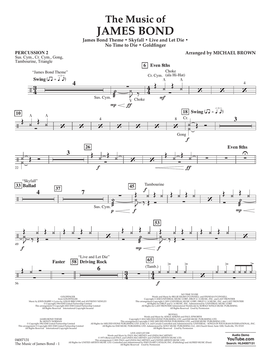 The Music of James Bond - Percussion 2 Concert Band scores gallery preview page 1