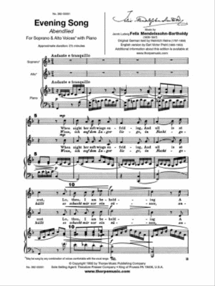 Evening Song Evening Song SA scores gallery preview page 1