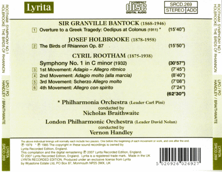 Overture To A Greek Tragedy; The Birds of Rhiannon; Symphony No. 1