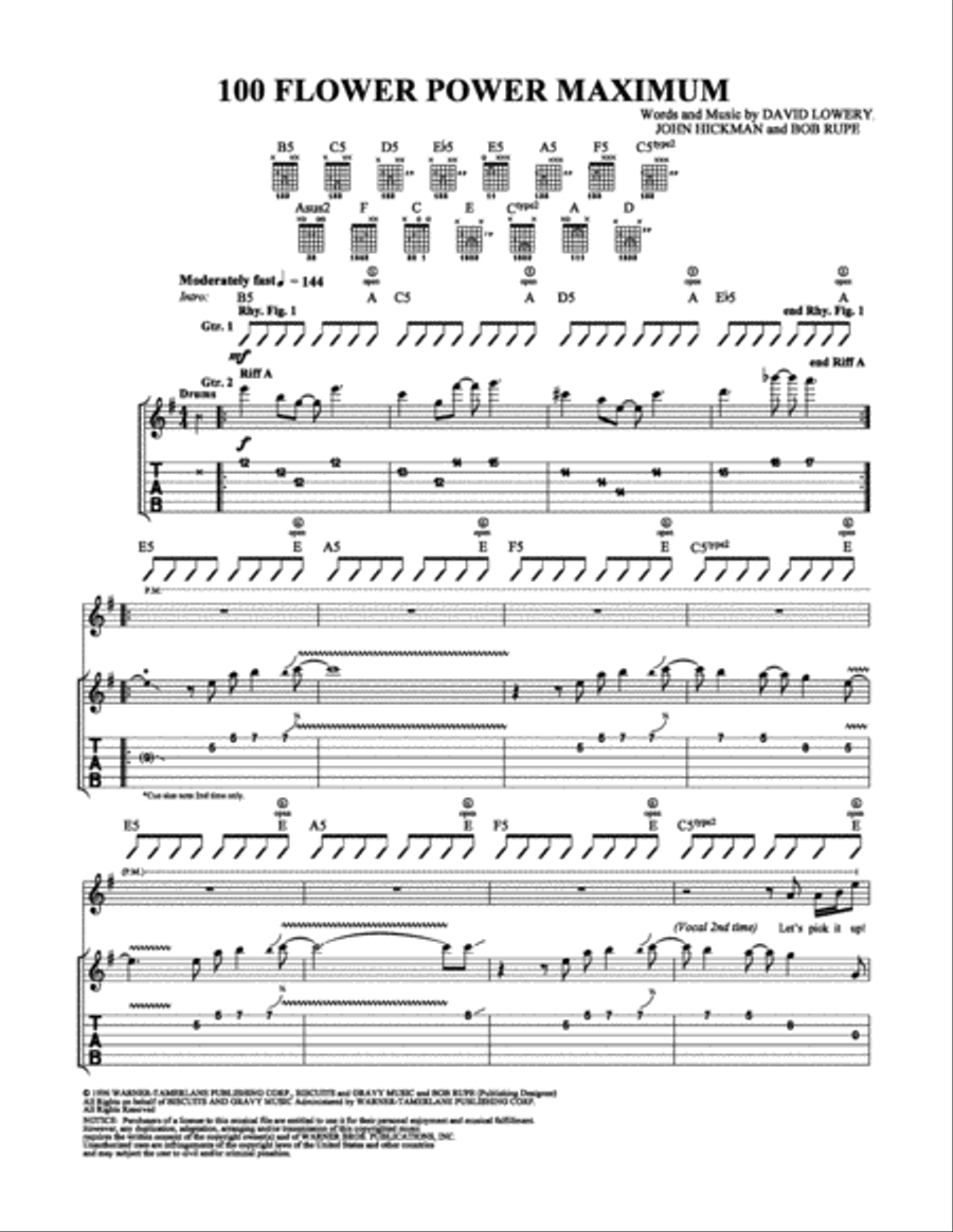 100 Flower Power Maximum Electric Guitar scores gallery preview page 1