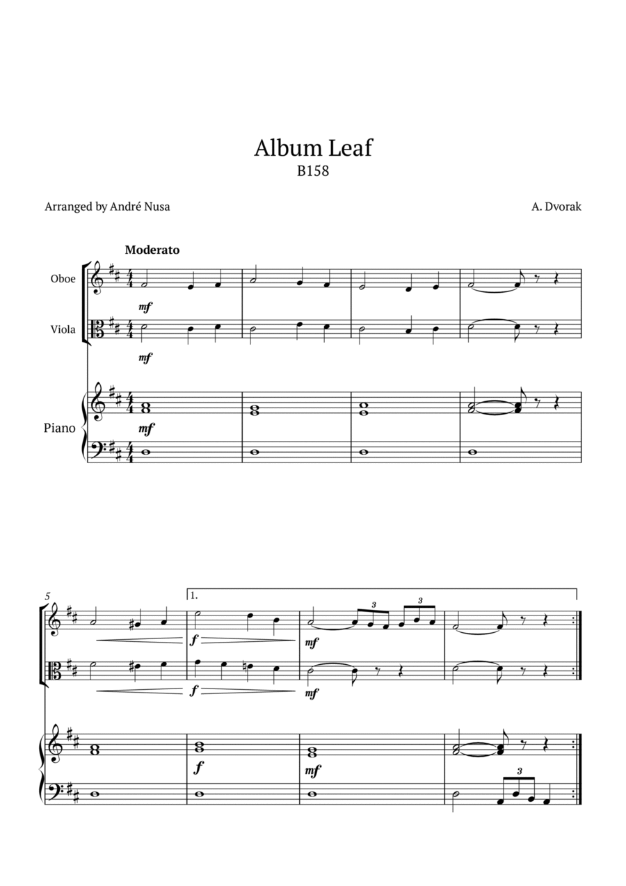 Album Leaf B158 Oboe scores gallery preview page 1