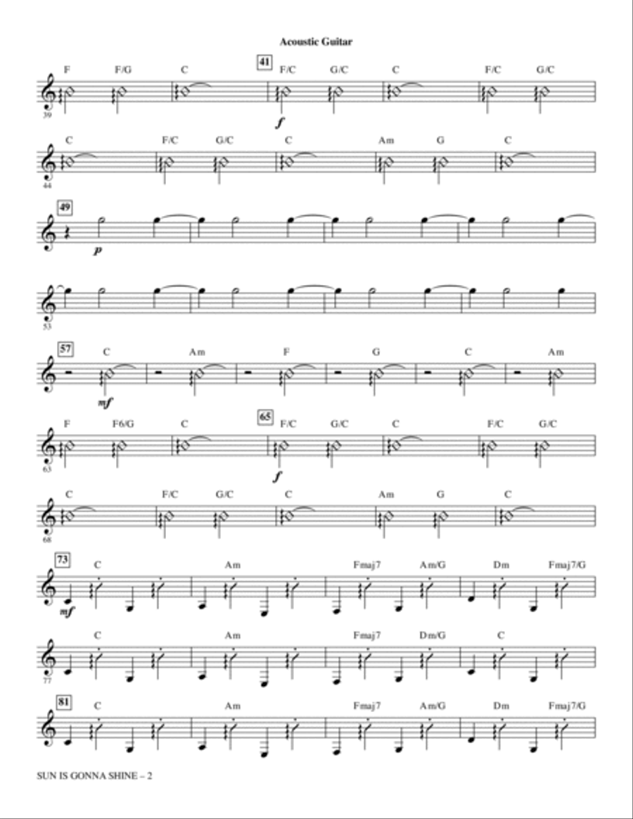 Sun Is Gonna Shine (from Bright Star) - Acoustic Guitar Choir scores gallery preview page 2