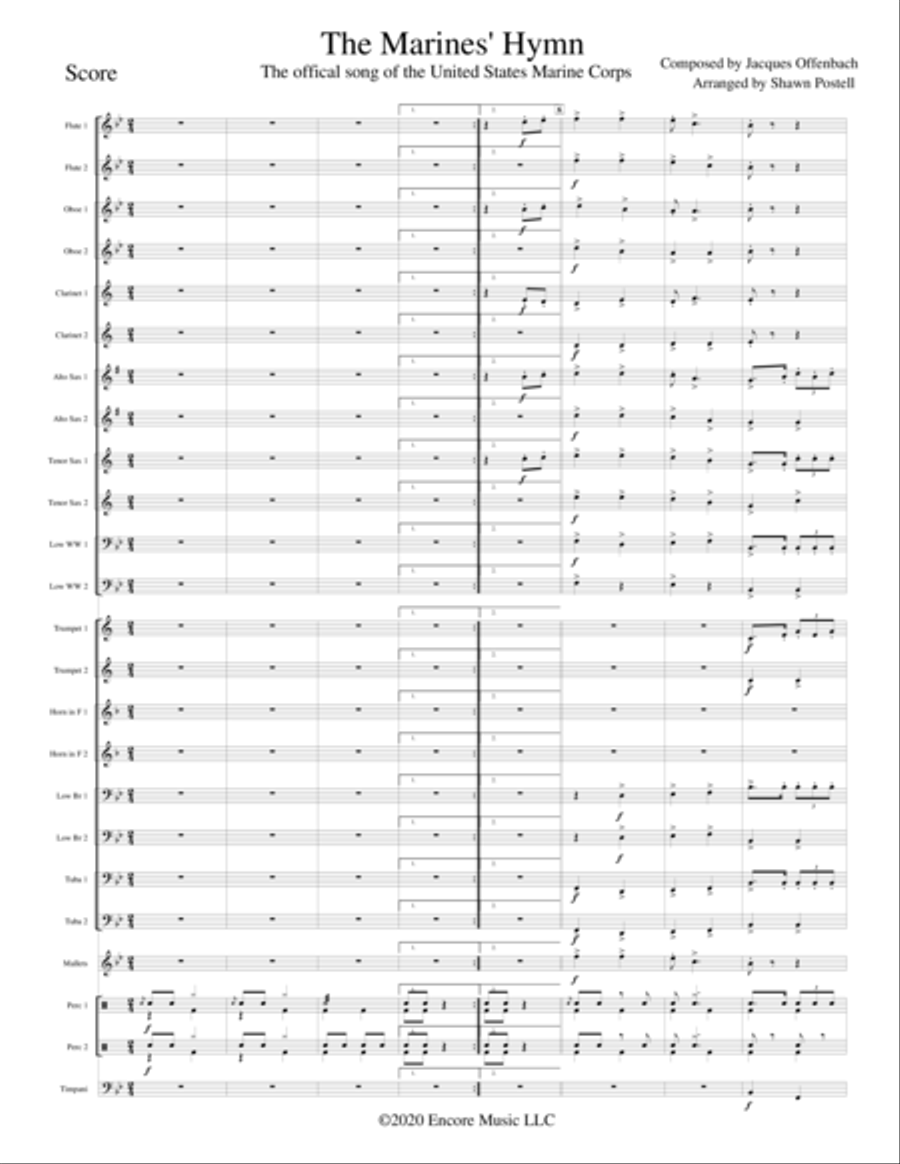 Marines' Hymn (The official song of the U.S. Marine Corps) Concert Band scores gallery preview page 2