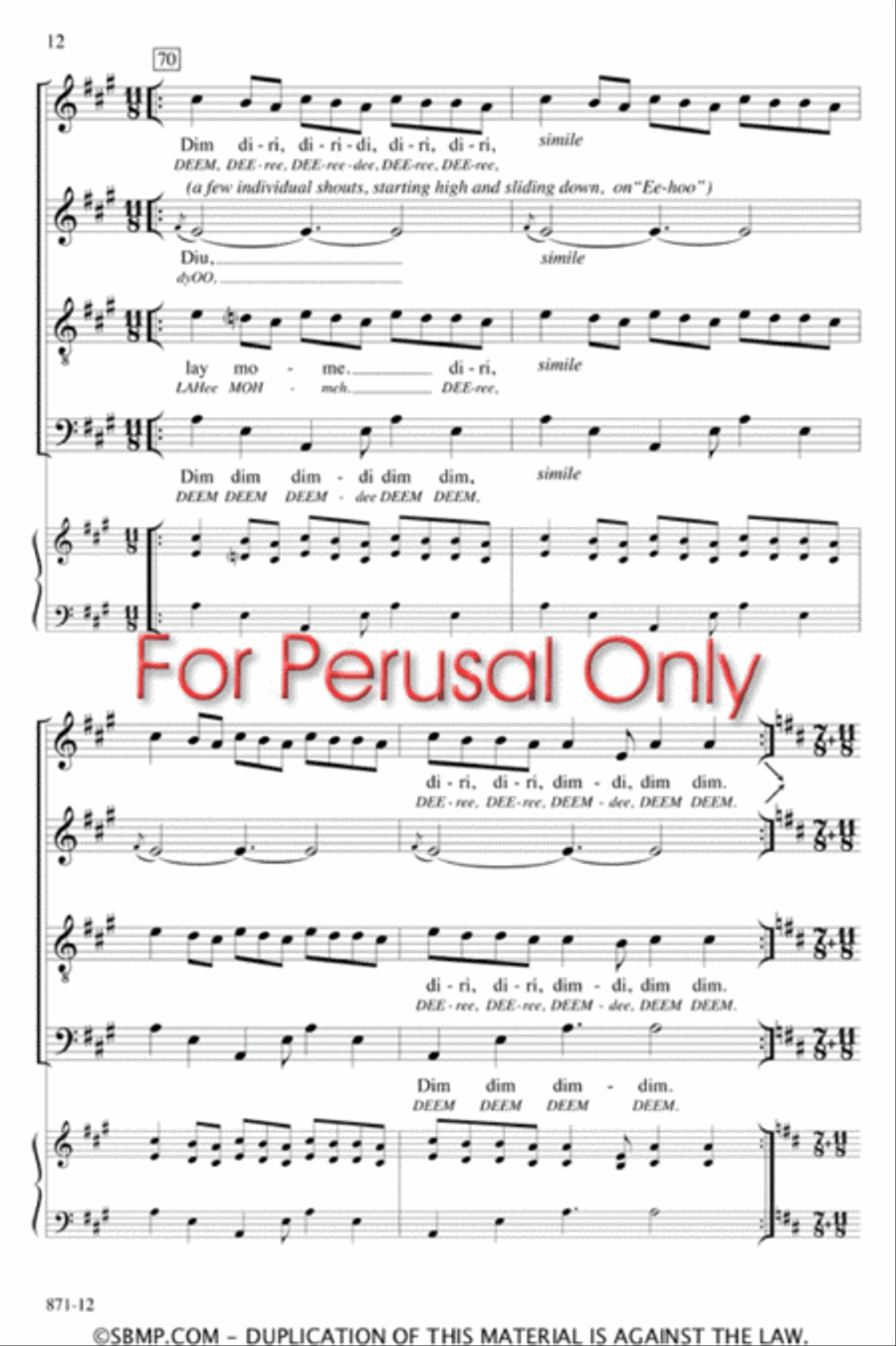 Yove, Malay Mome - SATB Octavo 4-Part scores gallery preview page 11