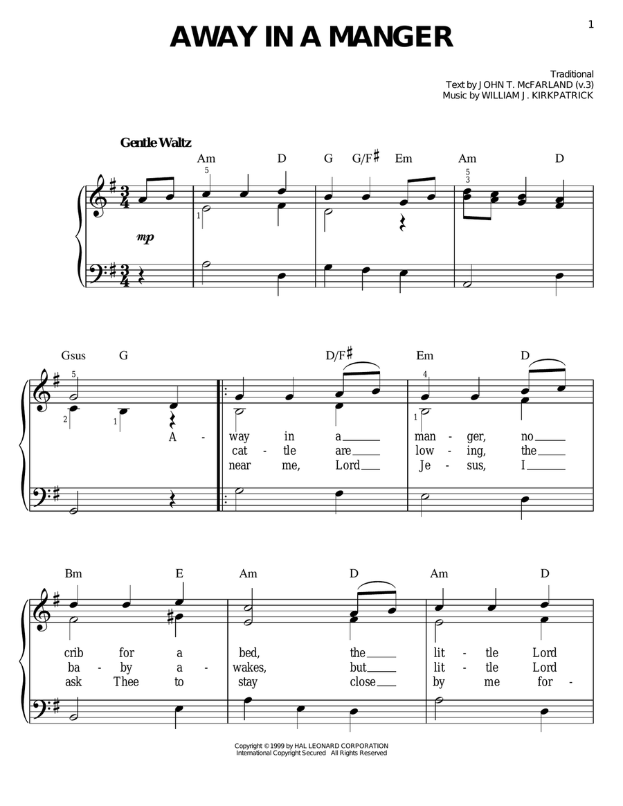 Away In A Manger Away In A Manger Easy Piano scores gallery preview page 1