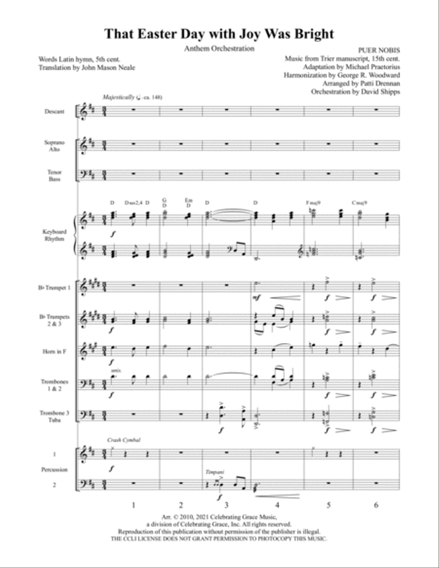 That Easter Day with Joy Was Bright (Orchestration) 4-Part scores gallery preview page 3