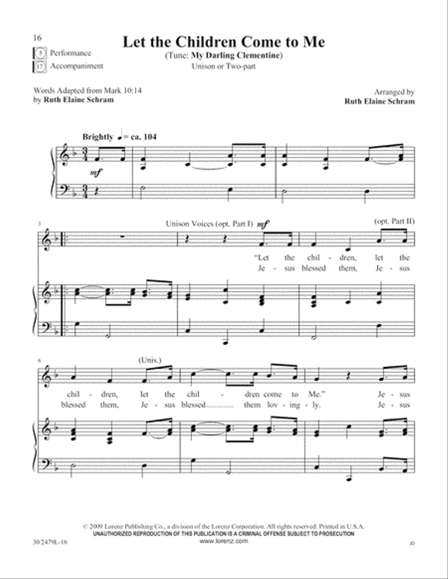 Scripture Songs Unison Choir scores gallery preview page 17