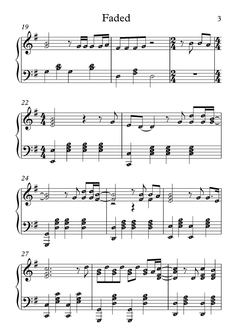 Faded Piano Solo scores gallery preview page 3
