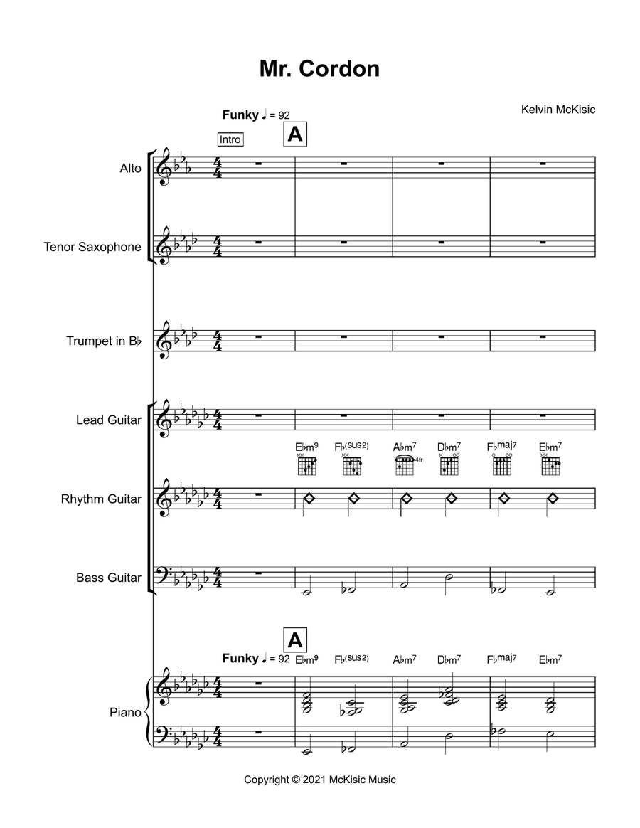 Mr. Cordon Jazz Ensemble scores gallery preview page 1