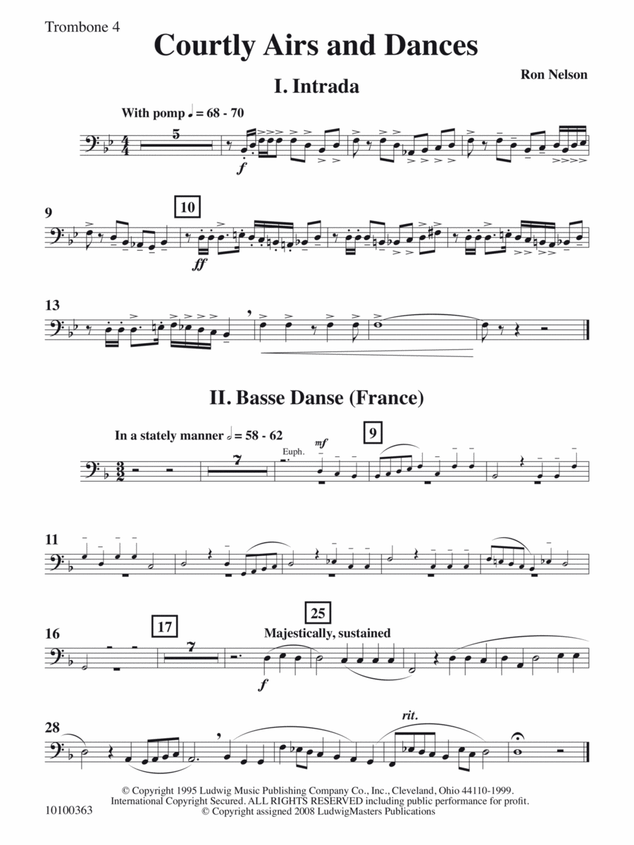 Courtly Airs and Dances - Trombone 4 Concert Band scores gallery preview page 1