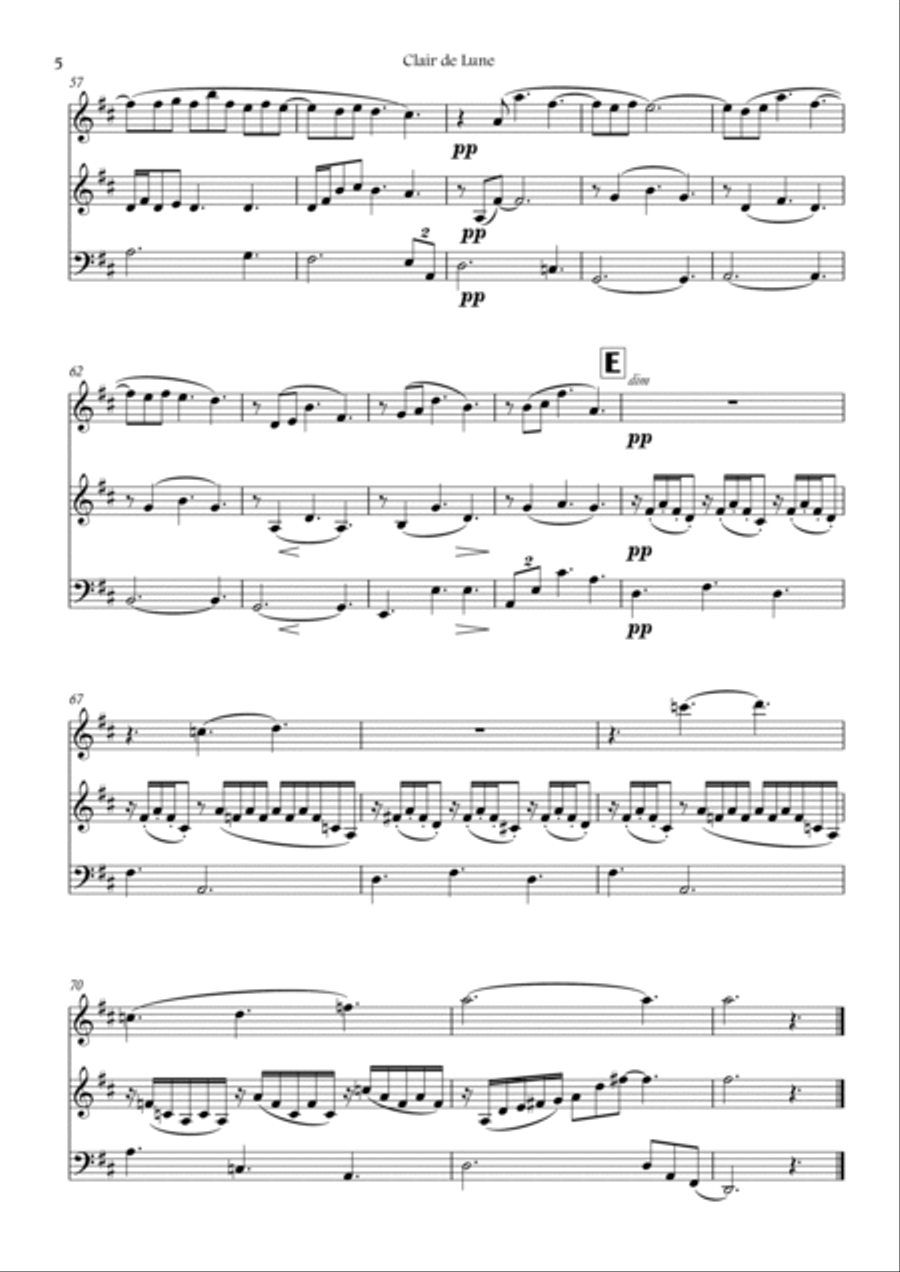 Clair de Lune (Trio - Flute - Clarinet in Bb - Bassoon) Clair de Lune (Trio - Flute - Clarinet in Bb - Bassoon) Woodwind Trio scores gallery preview page 5