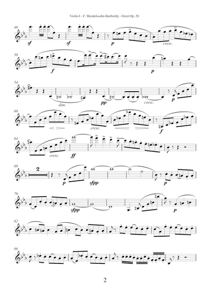 Mendelssohn - Octet in Eb major Op. 20 (parts) sheet music for strings