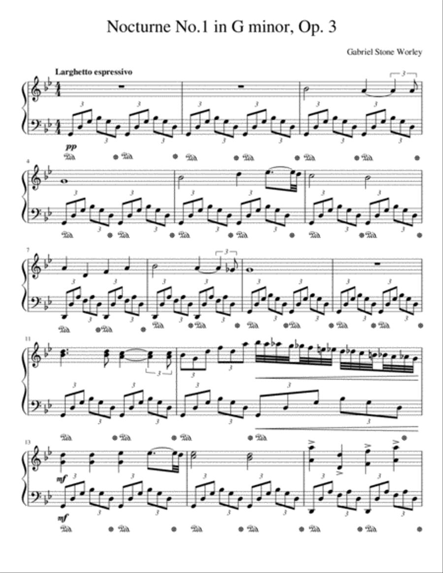Nocturne No. 1 in G minor, Op. 3 Piano Solo scores gallery preview page 1