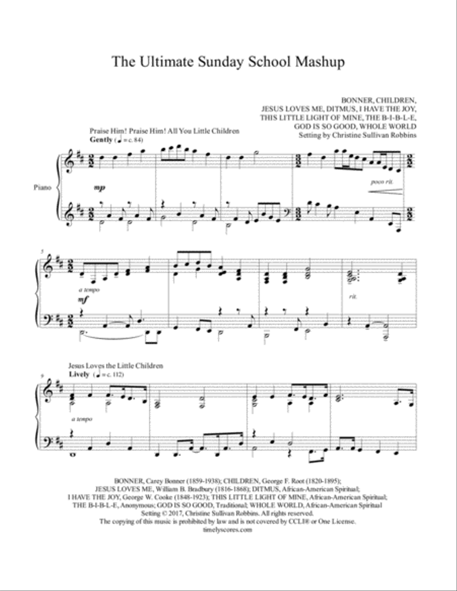 The Ultimate Sunday School Mashup Piano Solo scores gallery preview page 1
