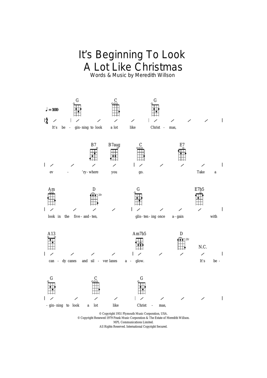 It's Beginning To Look A Lot Like Christmas Ukulele scores gallery preview page 1