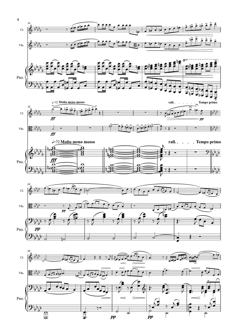 Tchaikovsky - Romance Op.5 - Clarinet Viola & Piano Small Ensemble scores gallery preview page 4