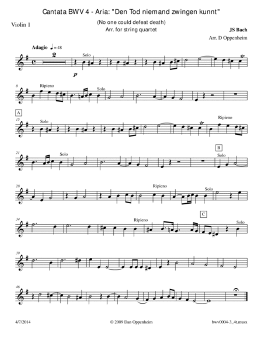 Bach: Cantata BWV 4, No 3.- Aria: 