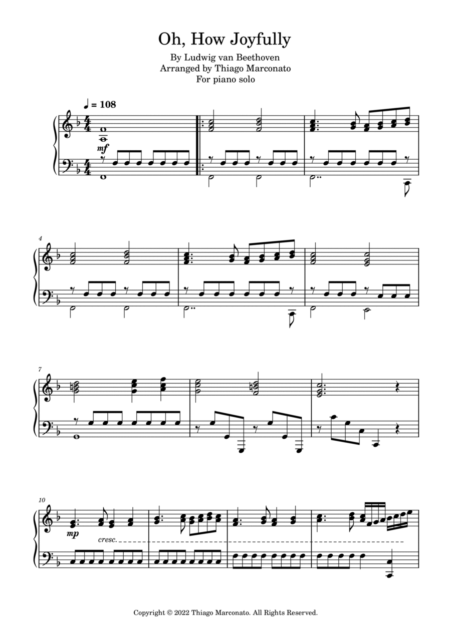 Oh, How Joyfully Piano Solo scores gallery preview page 1