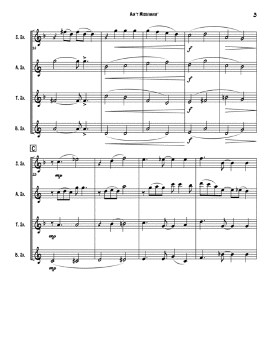 Ain't Misbehavin' Woodwind Quartet scores gallery preview page 3