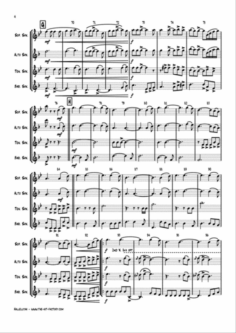 Hallelujah Woodwind Quartet scores gallery preview page 4